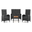Afuera Living Poly Rattan 4-Piece Set Garden Dining Set in Black