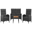 Afuera Living Poly Rattan 4-Piece Set Garden Dining Set in Black