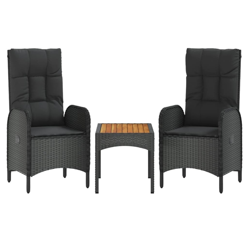 Afuera Living Poly Rattan 4-Piece Set Garden Dining Set in Black