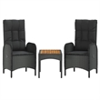 Afuera Living Poly Rattan 4-Piece Set Garden Dining Set in Black