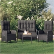 Afuera Living Poly Rattan 4-Piece Set Garden Dining Set in Black