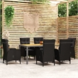 Afuera Living 7 Piece Garden Dining Set in Black Poly Rattan
