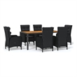 Afuera Living 7 Piece Garden Dining Set in Black Poly Rattan