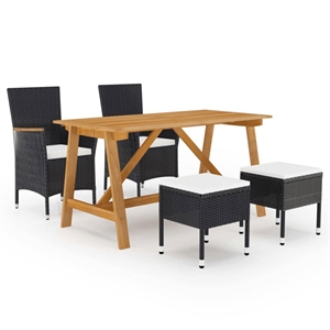 Afuera Living Dining Set in Black Chair With Cream White Cushion