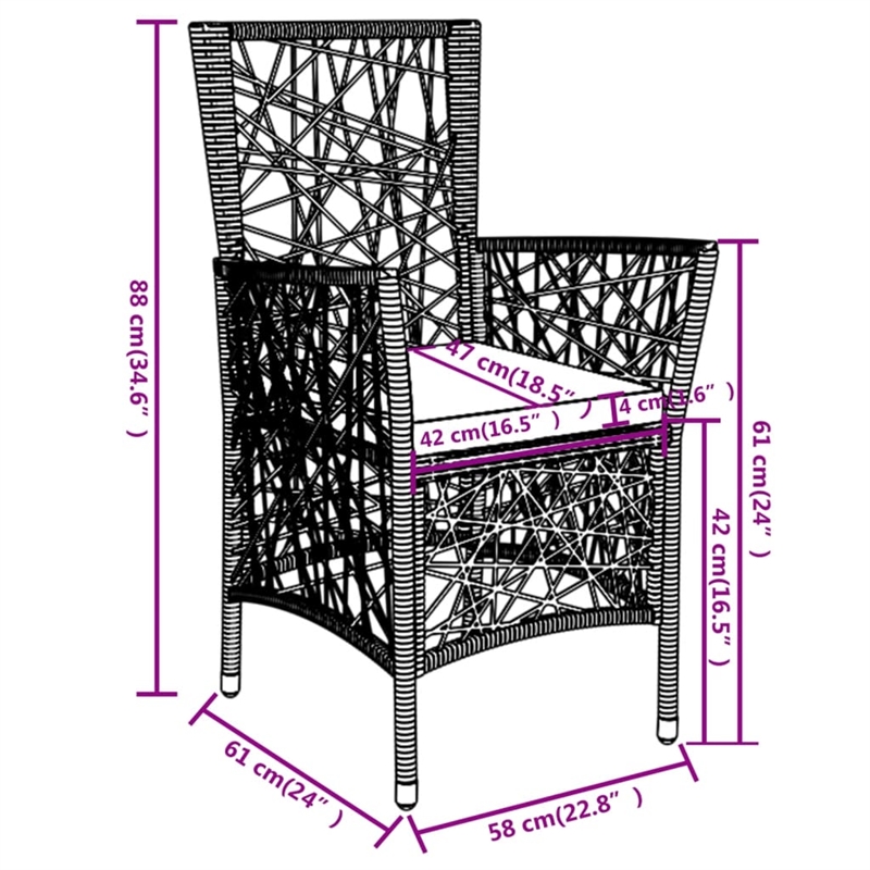 Afuera Living PE Rattan Medium Durable Garden Dining Set in Gray