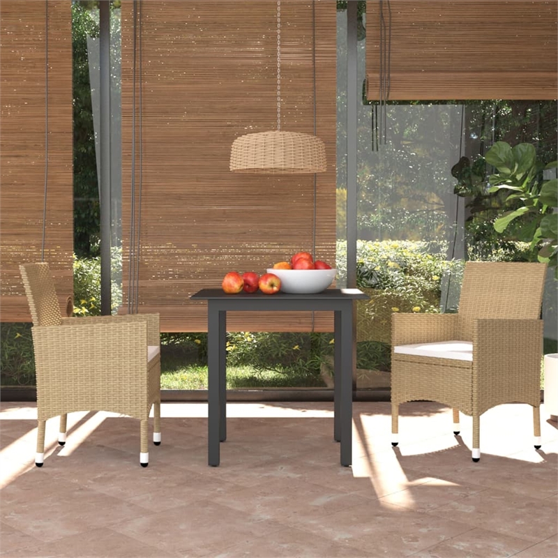 Afuera Living Poly Rattan Medium Lightweight Dining Set in Beige
