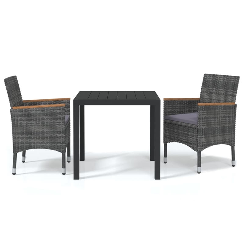Afuera Living PE Rattan Medium Durable Garden Dining Set in Gray