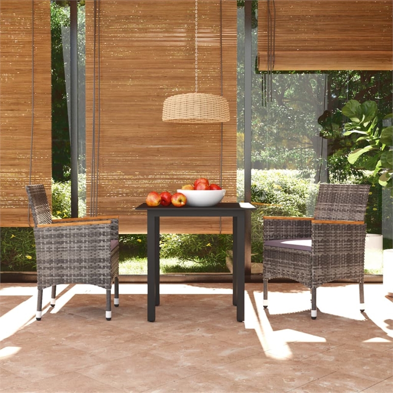 Afuera Living PE Rattan Medium Durable Square Dining Set in Gray