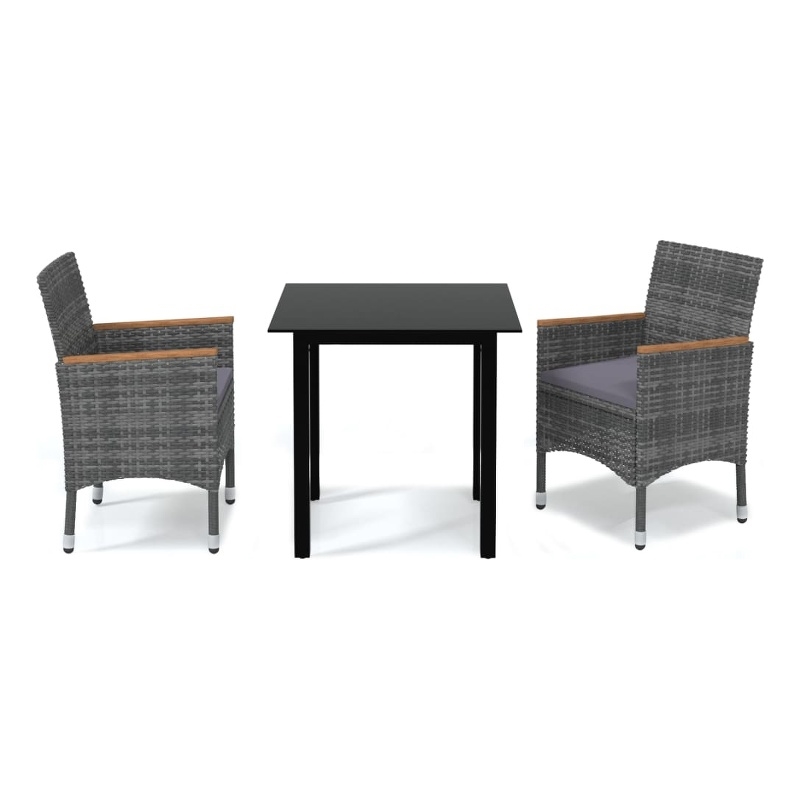 Afuera Living PE Rattan Medium Durable Square Dining Set in Gray