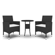 Afuera Living  3 Piece Garden Dining Set in Black Poly Rattan