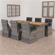 Afuera Living Outdoor 7 Piece Dining Set in Gray Poly Rattan