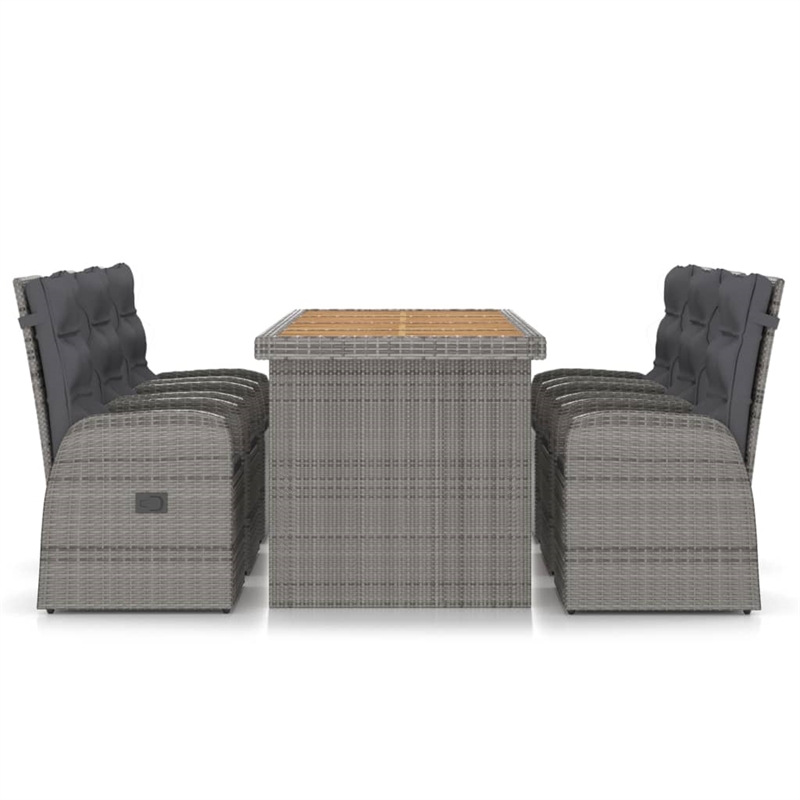 Afuera Living Outdoor 7 Piece Dining Set in Gray Poly Rattan
