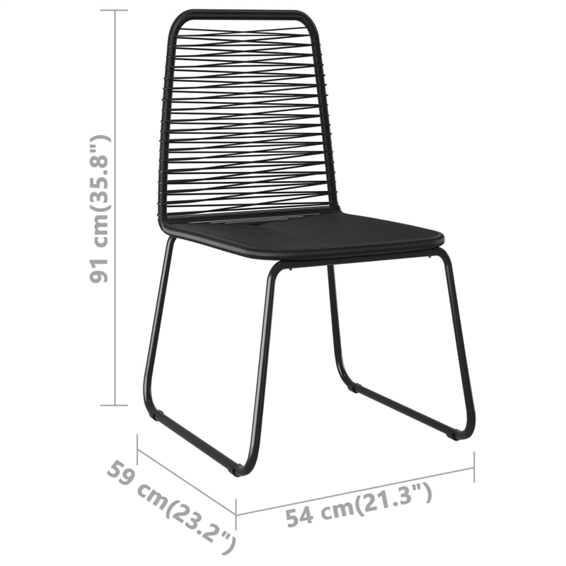 Afuera Living 5 Piece PVC Rattan Lightweight Dining Set in Black