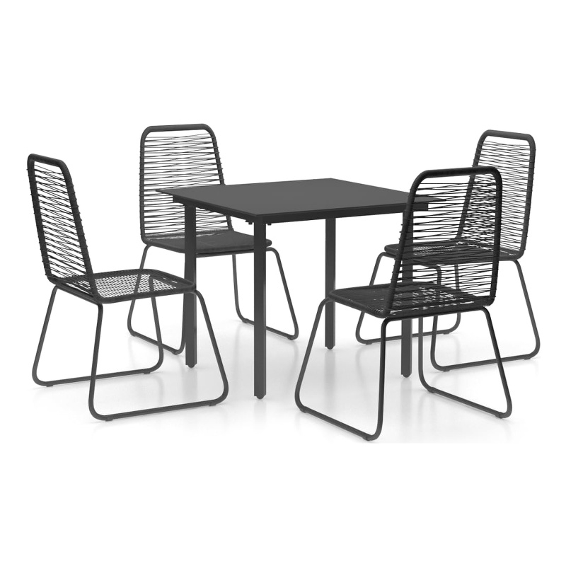 Afuera Living 5 Piece PVC Rattan Lightweight Dining Set in Black