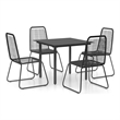 Afuera Living 5 Piece PVC Rattan Lightweight Dining Set in Black