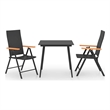 Afuera Living PE Rattan/Glass Standard Dining Set in Black/Brown