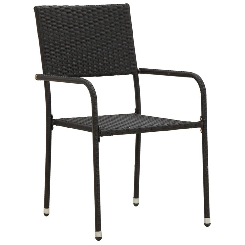 Afuera Living PE Rattan Large Ergonomic Outdoor Dining Set in Black