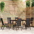 Afuera Living PE Rattan 7 Piece Foldable Garden Dining Set in Black