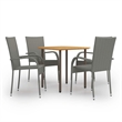 Afuera Living Solid Acacia Wood Medium Stackable Dining Set in Gray