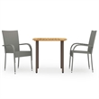 Afuera Living Solid Acacia Wood Medium Stackable Dining Set in Gray