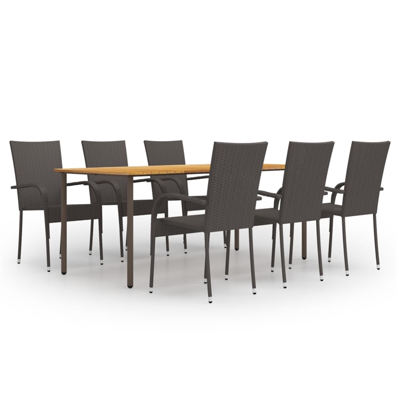 Afuera Living Solid Acacia Wood Large Stackable Dining Set in Brown