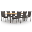Afuera Living Solid Acacia Wood Large Stackable Dining Set in Brown