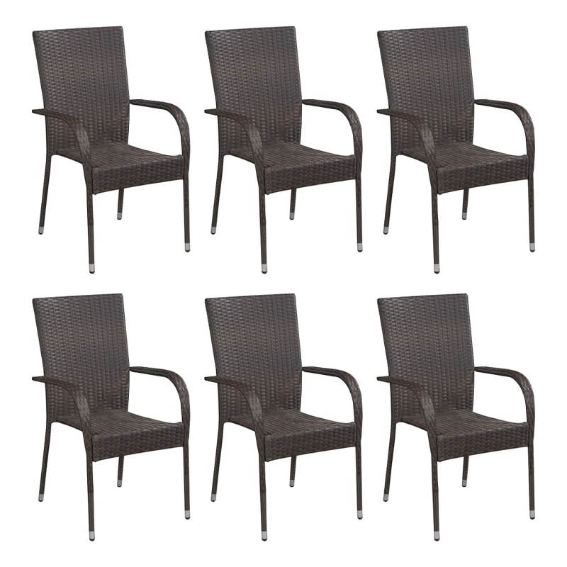 Afuera Living Solid Acacia Wood Large Stackable Dining Set in Brown