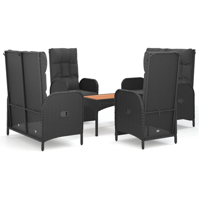 Afuera Living Poly Rattan Five Piece Set Garden Dining Set in Black