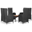 Afuera Living Poly Rattan Five Piece Set Garden Dining Set in Black
