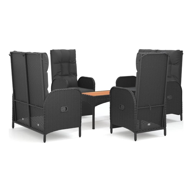 Afuera Living Poly Rattan Five Piece Set Garden Dining Set in Black