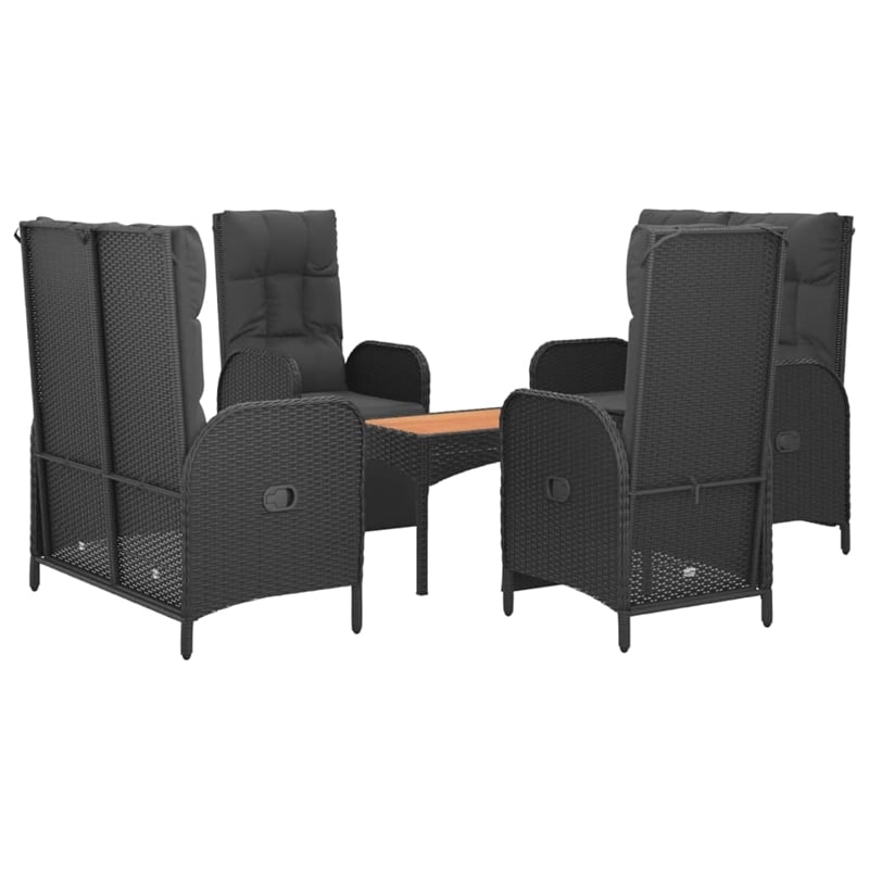 Afuera Living Poly Rattan Five Piece Set Garden Dining Set in Black