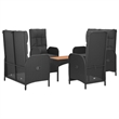 Afuera Living Poly Rattan Five Piece Set Garden Dining Set in Black