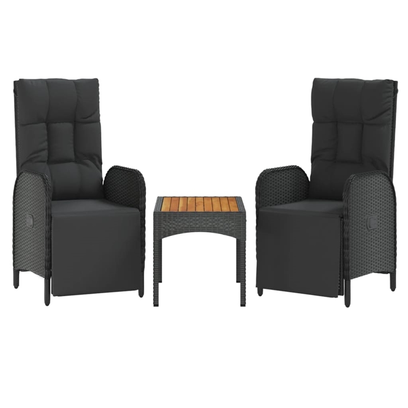 Afuera Living Poly Rattan Five Piece Set Garden Dining Set in Black