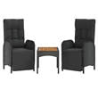 Afuera Living Poly Rattan Five Piece Set Garden Dining Set in Black