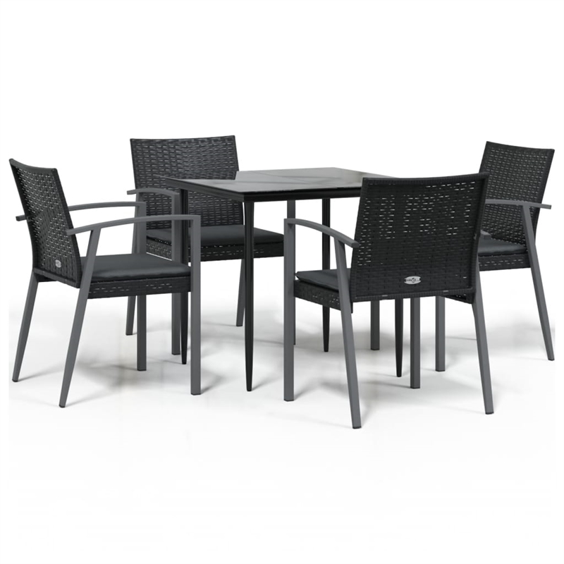Afuera Living Poly Rattan Medium Durable Garden Dining Set in Black