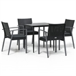 Afuera Living Poly Rattan Medium Durable Garden Dining Set in Black