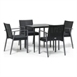 Afuera Living Poly Rattan Medium Durable Garden Dining Set in Black