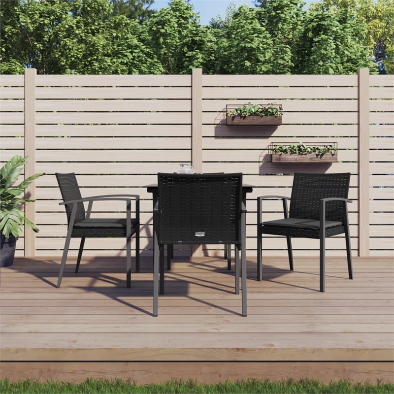 Afuera Living Poly Rattan Medium Durable Garden Dining Set in Black