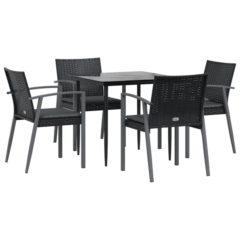 Afuera Living Poly Rattan Medium Durable Garden Dining Set in Black
