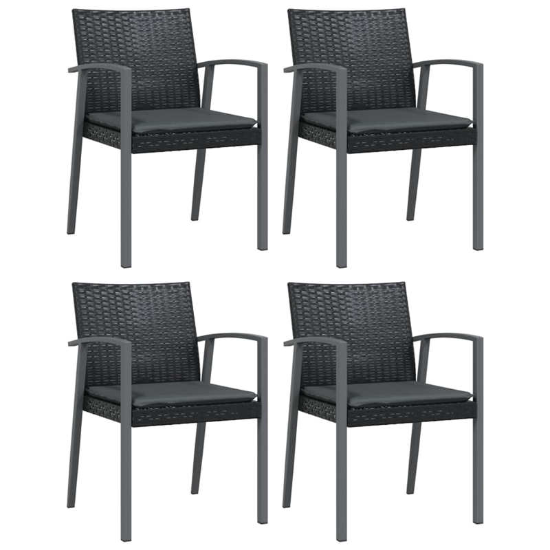 Afuera Living Poly Rattan Medium Durable Garden Dining Set in Black