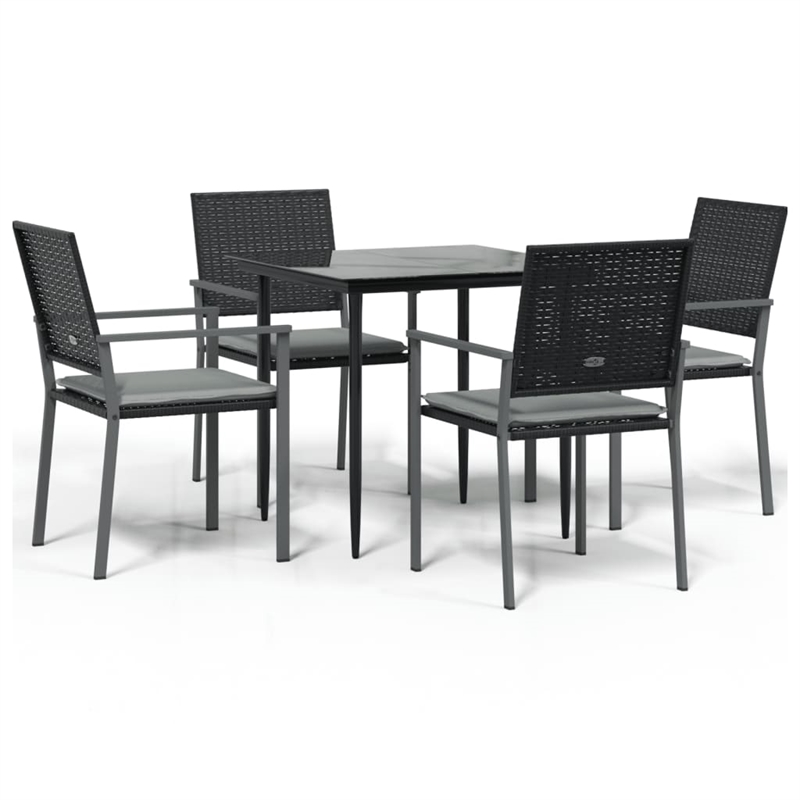 Afuera Living Poly Rattan Medium Durable Garden Dining Set in Black