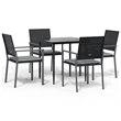 Afuera Living Poly Rattan Medium Durable Garden Dining Set in Black