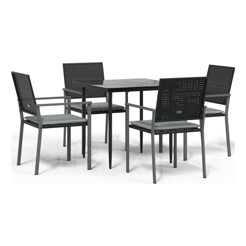 Afuera Living Poly Rattan Medium Durable Garden Dining Set in Black