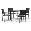 Afuera Living Poly Rattan Medium Durable Garden Dining Set in Black