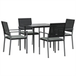 Afuera Living Poly Rattan Medium Durable Garden Dining Set in Black