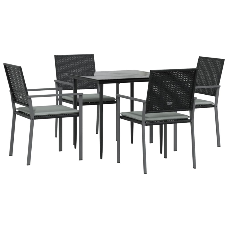 Afuera Living Poly Rattan Medium Durable Garden Dining Set in Black