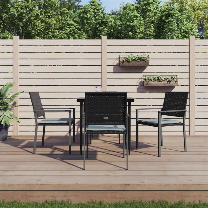 Afuera Living Poly Rattan Medium Durable Garden Dining Set in Black