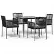 Afuera Living Poly Rattan Medium Durable Garden Dining Set in Black