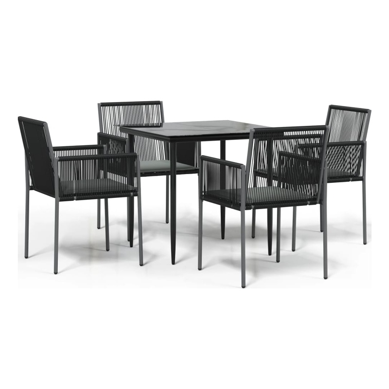 Afuera Living Poly Rattan Medium Durable Garden Dining Set in Black