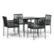 Afuera Living Poly Rattan Medium Durable Garden Dining Set in Black